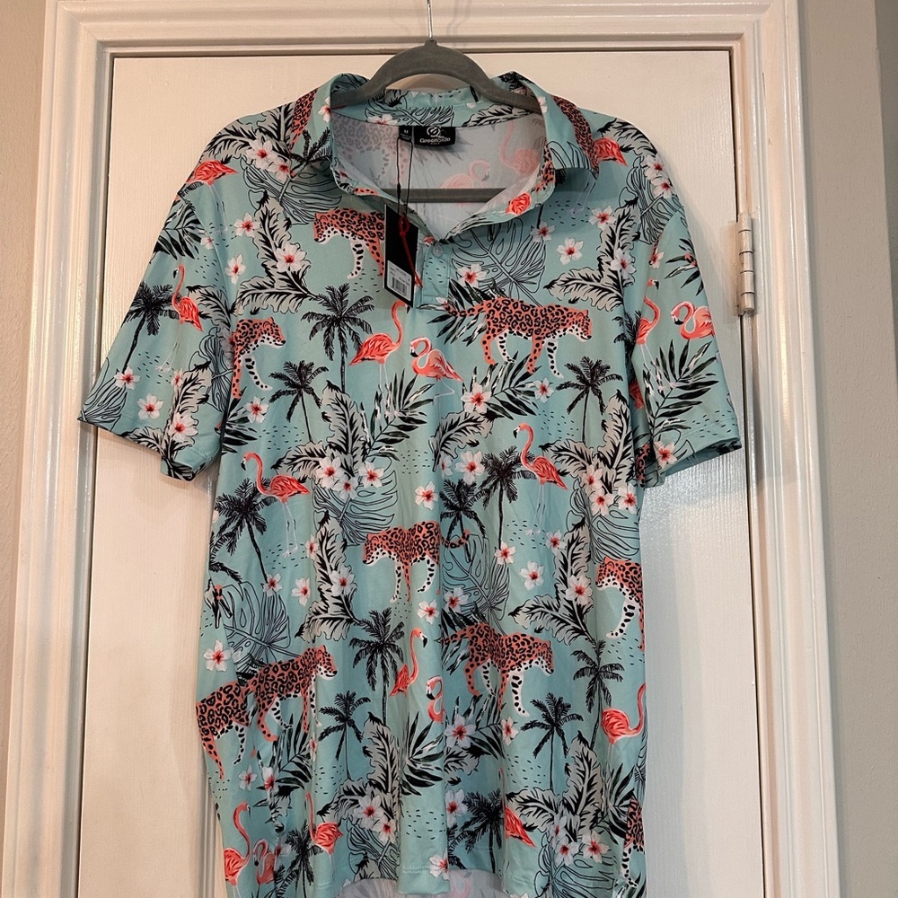 Greenside Golf African Oasis Tropical Short Sleeve Polo Shirt Men’s